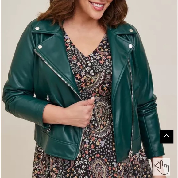 torrid Jackets & Blazers - Torrid Women's Green Faux Leather Moto Jacket